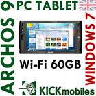 BNIB ARCHOS 9 PC TABLET 501352 Windows 7 60GB Wi FI