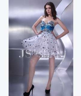 JSSHAN White Sequins Short Club Lady Cocktail Dress  
