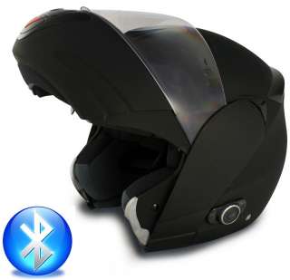 VCAN V210 Bluetooth Modular Flip Up Motorcycle Helmet DOT Flat Black 