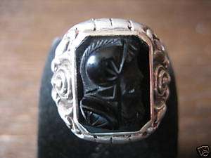Prächtiger Art Deco Ring Silber Onyx Gemme Kamee Cameo  