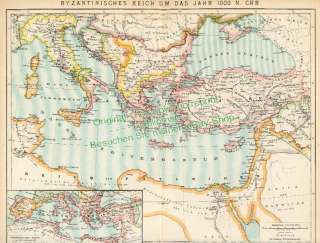 Byzantinisches Reich   Byzanz    historische Karte 1895  