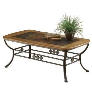  Coffee Table with Slate Top in Brown Oak Finish Furniture 