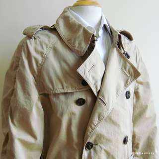 Burberry BN Mens Taupe Belted Ruche Trench Coat XL IT54  