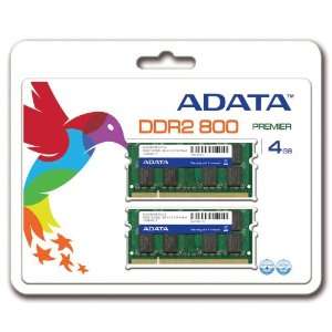  ADATA4 GB (2 x 2 GB) DDR2 800 (PC 6400) CL5 SO DIMM Memory 