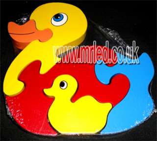 NEW Childrens Wooden Toy Duck + Duckling Jigsaw Puzzle  