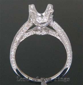   Cut Pave 1.0CT Diamond 14K White Gold Engagement Semi Mount Ring 4.48g