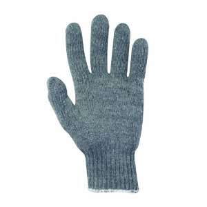 Custom Leathercraft 2019B Heavy Gray Poly/Cotton String Knit Gloves, 6 