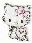 Charmmy Kitty White Kitten Cat w pink bow Iron On Patch  Boutiques 