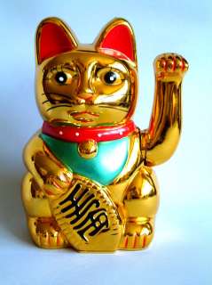Chinese Feng Shui Golden Waving Fortune/ Lucky Cat 6H  