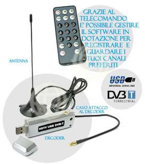 RICEVITORE DIGITALE HDTV USB DVB T DECODER TERRESTRE PC  