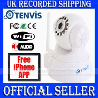 Official UK TENVIS Wireless WiFi IR Night Vision IP CCTV Remote 
