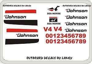 Johnson Outboard Decals Stickers for Older V4 Motors  