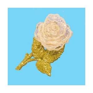 Club Pack of 48 Clear and Gold Glittered Rose Christmas Ornaments 4 