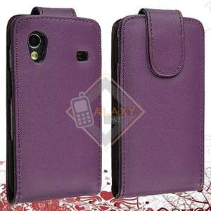   PURPLE LEATHER FLIP CASE COVER FOR SAMSUNG GALAXY ACE S5830