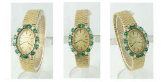 18k Gold & Diamond & Emerald Tiffany Ladies Watch 1971  