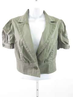 TRINA TURK Khaki Short Sleeve Button Jacket 8  