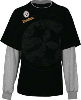 Pittsburgh Steelers Youth Touchdown Faux Layered Long Sleeve T Shirt 