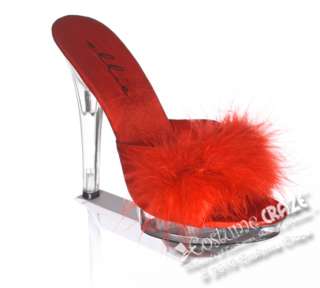 Red Marabou High Heel Shoes   Sexy Costume Accessories