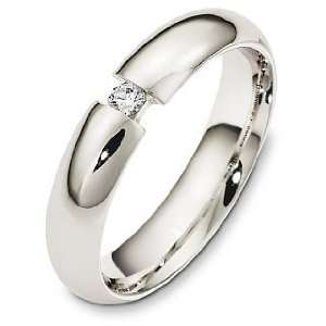   5mm 14 Karat White Gold Diamond Wedding Band Ring   10.5 Jewelry