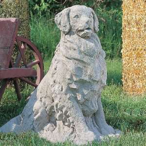  Campania Golden Retriever Garden Statue, Aged Limestone 