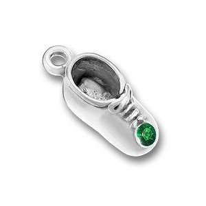  Sterling Silver Crystal Birsthone Baby Shoe Charm for May 