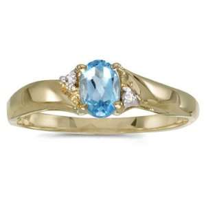   gold December Birthstone Oval Blue Topaz And Diamond Ring Jewelry