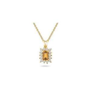   80 Cts Diamond & 5.14 Cts Citrine Pendant in 18K Yellow Gold Jewelry