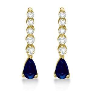 Pear Sapphire and Diamond Graduated Drop Earrings 14k Yellow Gold (0 