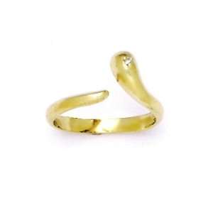  10k Yellow Gold Cubic Zirconia Solitaire Flare Toe Ring Jewelry
