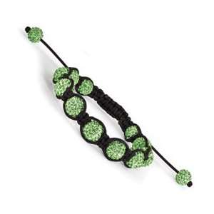 10mm Green Crystal Beads Black Cord Bracelet Jewelry
