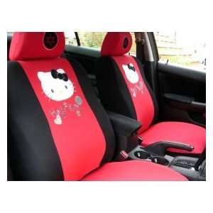  6pcs Front Car Seat Cover Hello Kitty Red Automotive