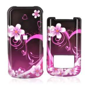  for Motorola i410 Hard Case PINK Heart Flowers BLACK 