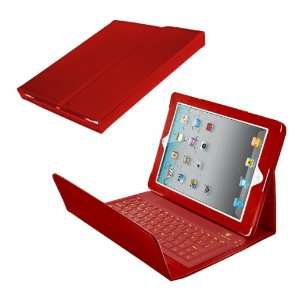   bluetooth keyboard leather stand case(Red)