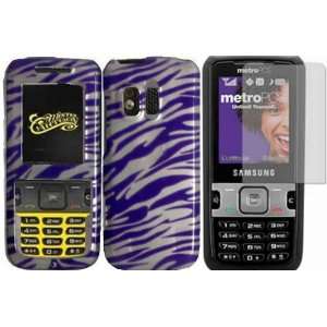 Purple & White Zebra Hard Case Cover+LCD Screen Protector for Samsung 