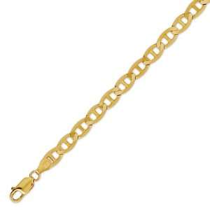  14K Solid Yellow Gold Mariner Chain Bracelet 6.4mm (1/4 in 