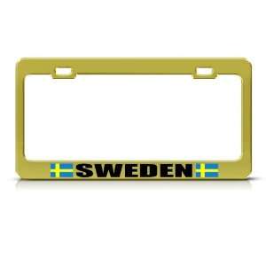  Sweden Swedish Flag Gold Country Metal license plate frame 