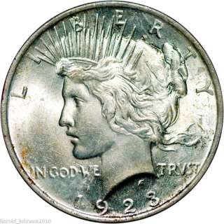 1923 $1 Silver Peace Dollar Slabbed Gem BU  