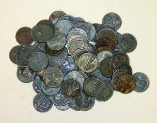 Lot of 100 Steel 1943 Lincoln Wheat Pennies WWII  