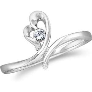  Size   10.5   14k White Gold Solitaire Heart Shape Love 