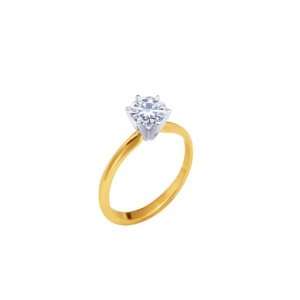 14k Yellow gold 6.50mm (1 CT) Moissanite Solitaire Engagement Ring 