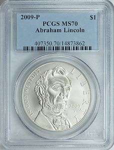 2009 P LINCOLN BICENTENNIAL SILVER DOLLAR $1 PCGS MS70  