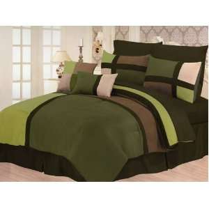  10 Pc Micro Suede Modern Comforter+Sheet Set Bed In A Bag 