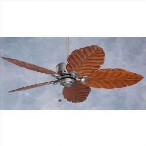 52 Maui Bay Ceiling Fan in Pewter with Carved Wood Leaf Blades Finish 