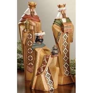 Piece Religious Wood Washed Three Kings Christmas Nativity Figure 