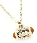 NEW FOOTBALL CHEERLEADER NECKLACE BLING BROWN CRYSTAL T