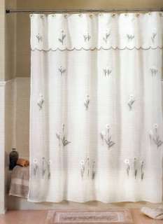 Springmaid PAPERWHITES Sheer Shower Curtain 70x72  