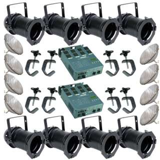 Black PAR CAN 56 300w PAR56 MFL 2 Dimmer C Clamps  