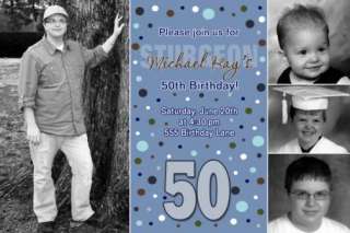 50th Birthday Party Invitations 21st 30th 40th Any Age Adult Collage 