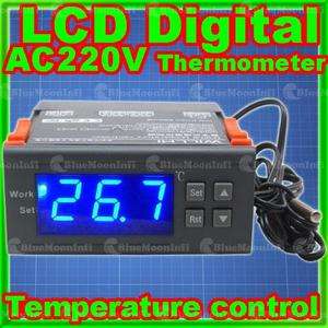 LCD Digital Temperature Controller Thermostat AC220V Bl  