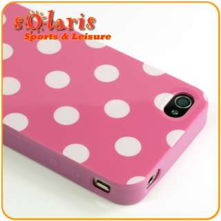 Designer Style White Polka Dot Pink Lacquered Shell Case for iPhone 4 